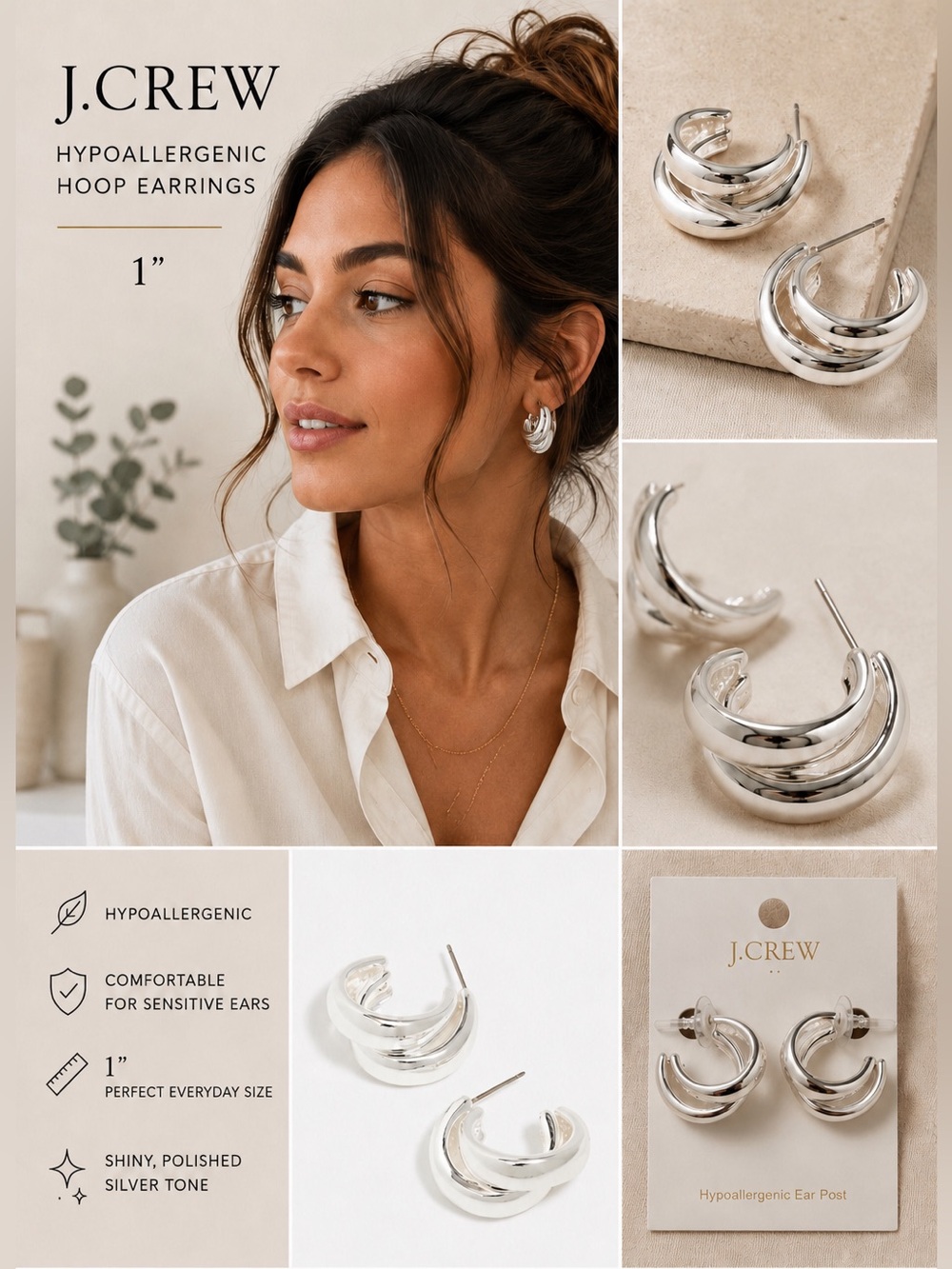 NWT J Crew Double-hoop earrings